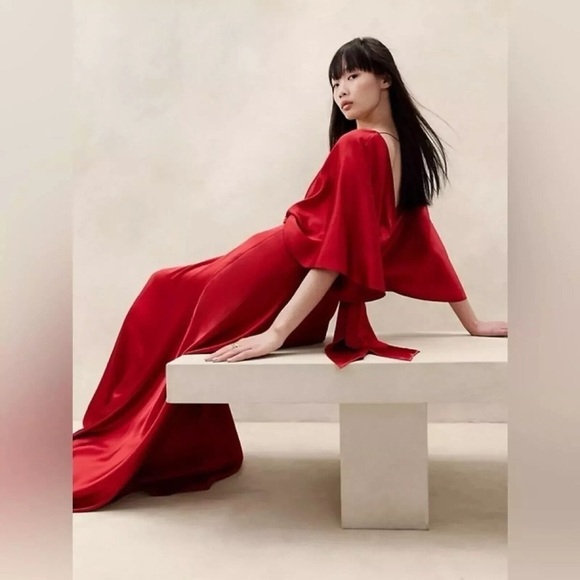 NWT! Banana Republic Red Aura Silk Maxi Dress - 817278 🌎 - Picture 5 of 12